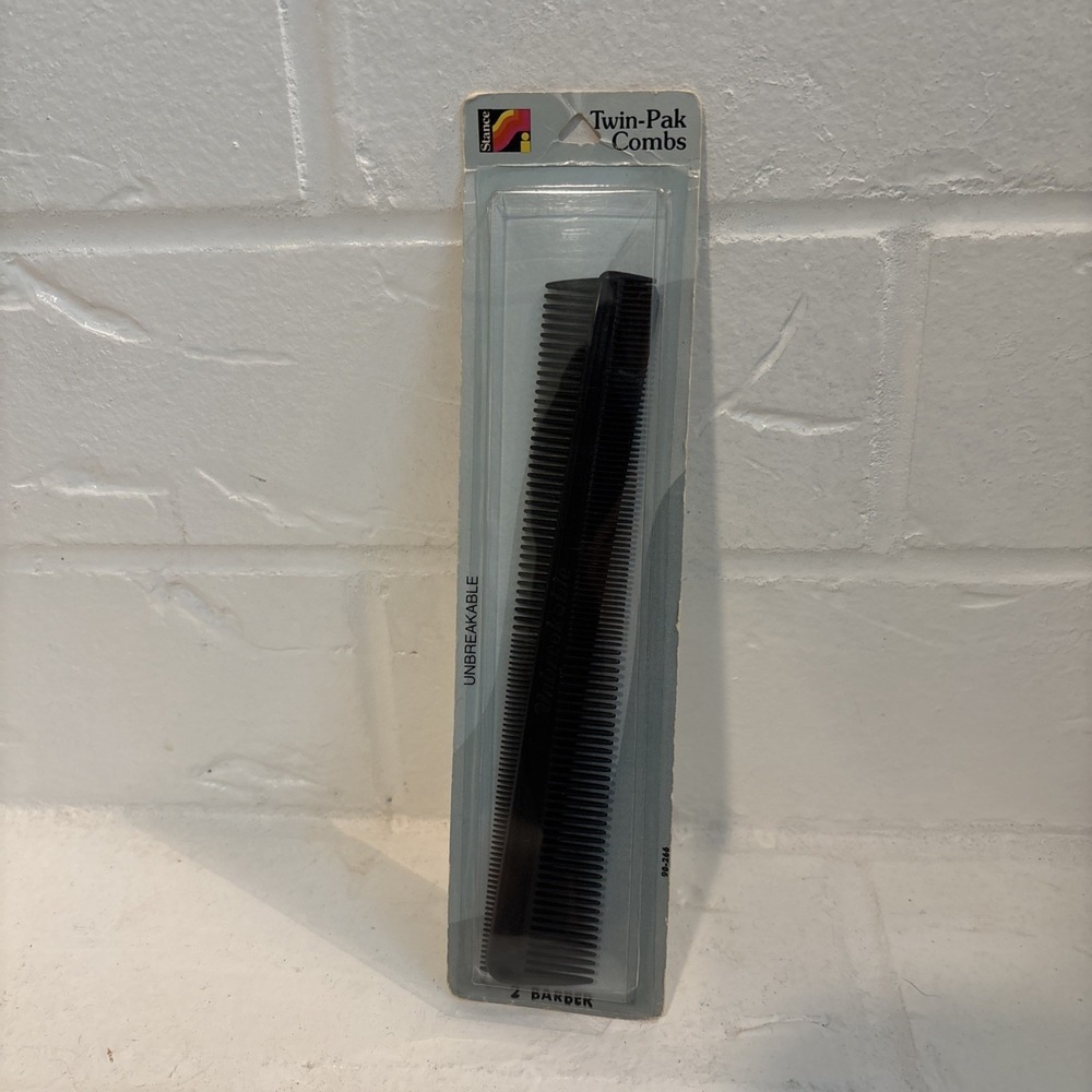 1981 NEW Stance Comb 7" Black Made in USA Barber NOS Vtg 2 Pack Unbreakable